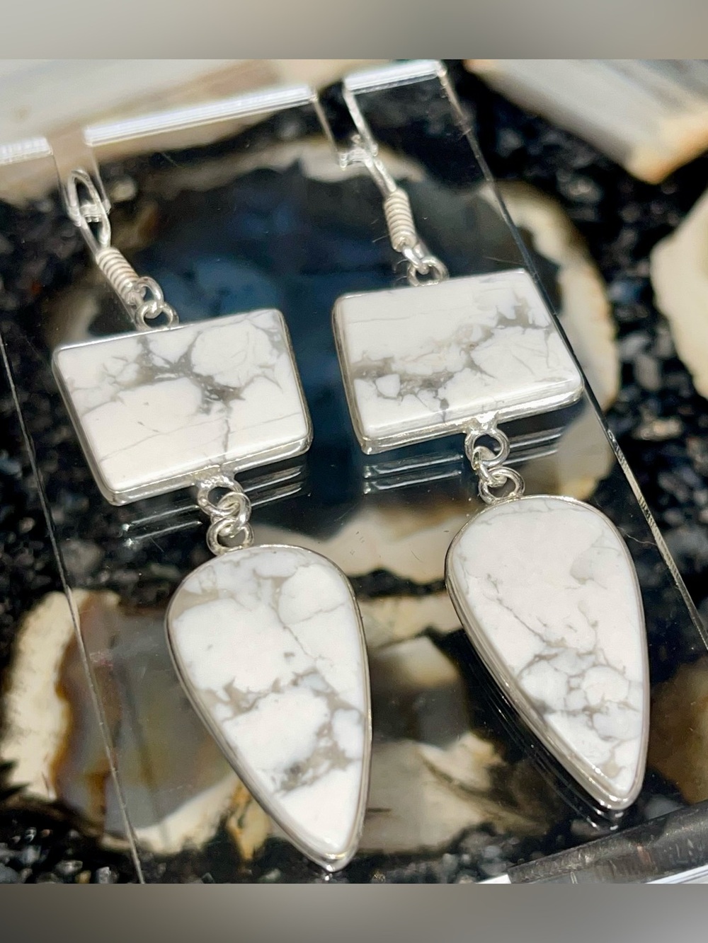 Magnesite Howlite Earrings 2 1/2”